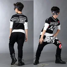 Children’s Modern Jazz Dance Costume Men’s Hip-Hop Party Ballroom Dance Clothing Pants + Tops Sportswear
