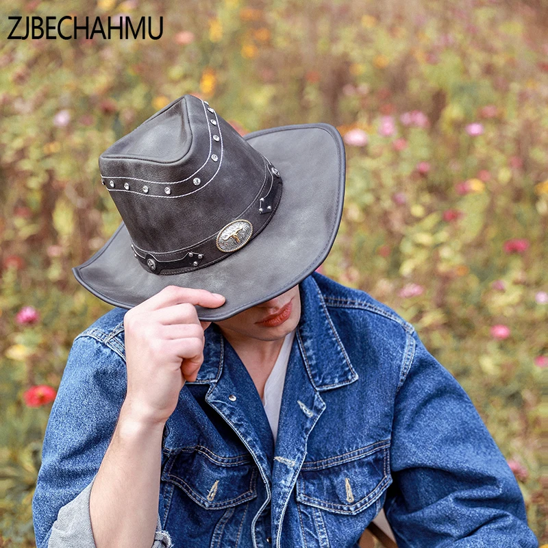 ZJBECHAHMU модная новая однотонная кожаная винтажная фетровая шляпа для мужчин и женщин летние шапки для отдыха на открытом воздухе пляжная джазовая шляпа Snapback Hat