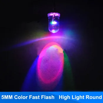 

100pcs 5mm Fast Flashing LED Multicolor Flicker Water Clear Red Green Blue 7 Colors Changing 5 mm Light Emitting Diode LED Lamps