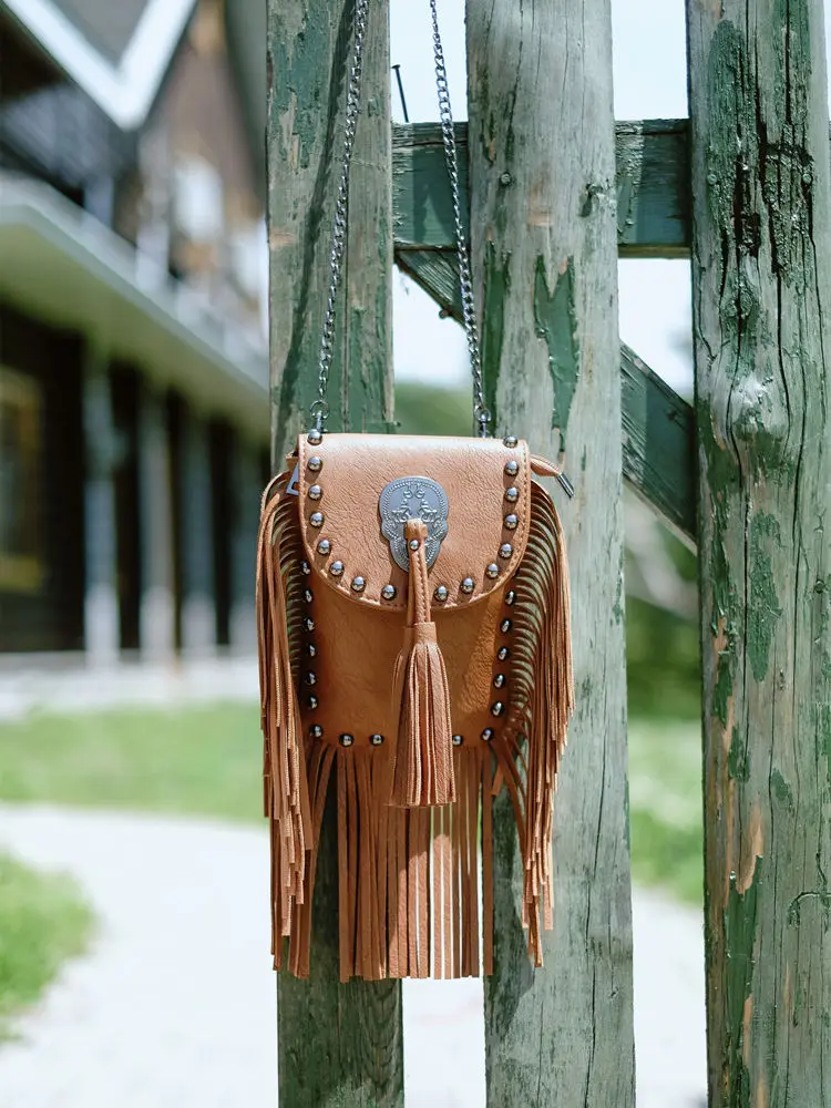 New Vintage Bohemian Fringe Messenger Crossbody Bag Purse Women Tassel Boho Hippie Gypsy Fringed Tote Handbag Womens (50)