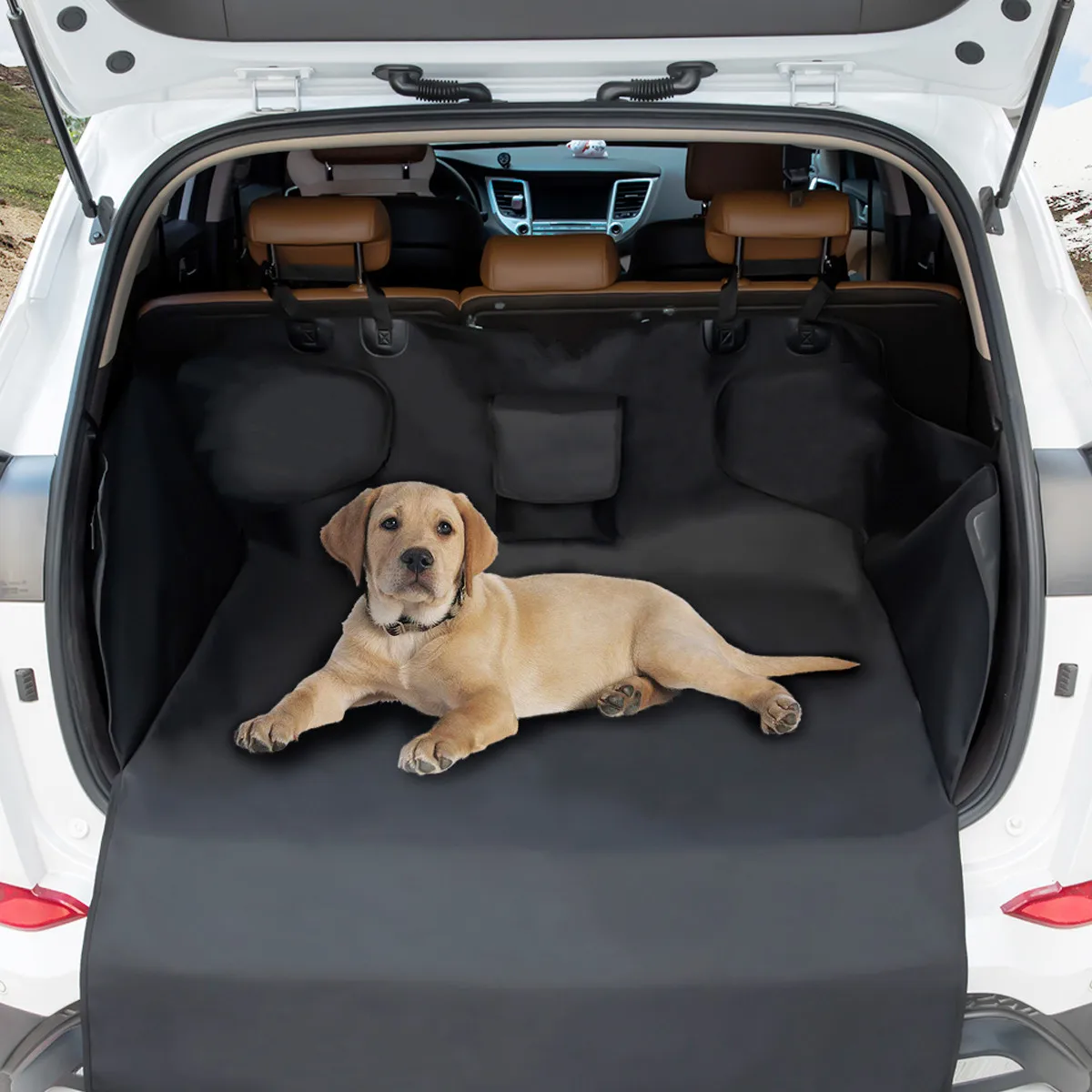 

Pet Car Back Seat Cover Focuspet Boot Blanket Safety Protector Waterproof Oxford Cloth Carrying Storage Bag 105 x 175cm Black