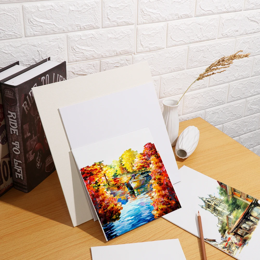 5 Sizes White Artboard Cotton Canvas for Oil Painting Hand Painted