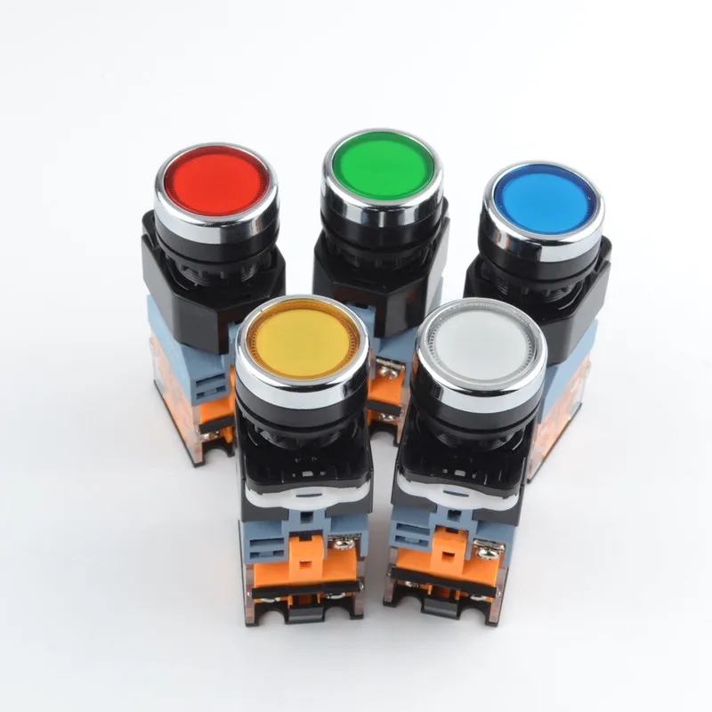 22mm Momentary Push Button Switch with Light 12V 24V 220V 380V LED