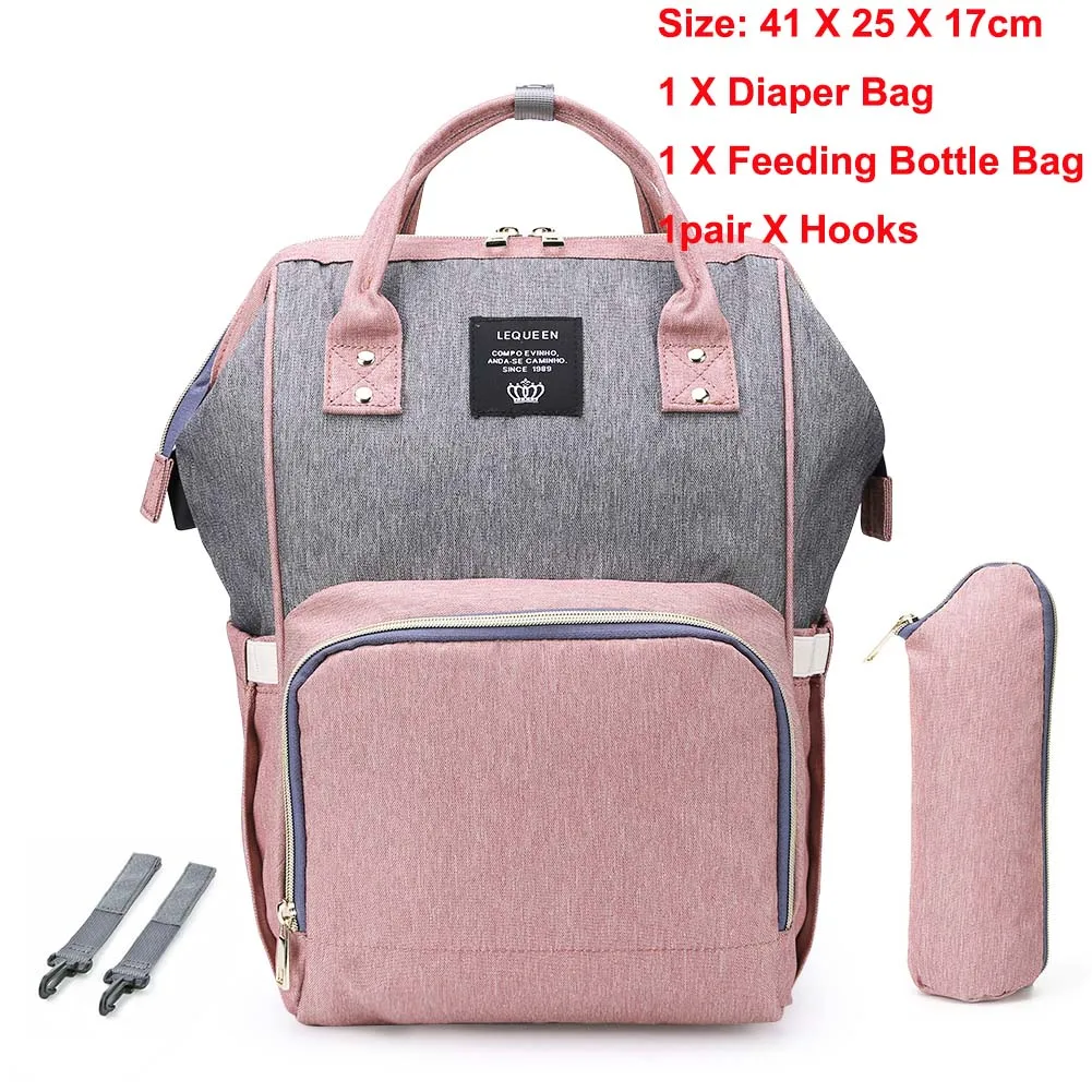 LEQUEEN USB Водонепроницаемая сумка для подгузников, usb зарядка, большие рюкзаки для кормящих мам, сумка для подгузников, брендовый рюкзак большой емкости - Цвет: 266091.02