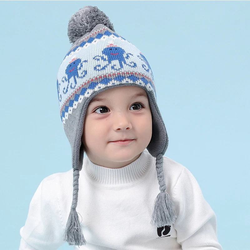 Детская зимняя шапка толстый серый синий Осьминог скороговоркой шапка+ шарф теплую шапку для девочек детей Рождественский подарок фото реквизит BMZ87