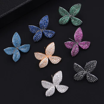 

missvikki 21*21mm 7 Colors original Full Crystal Stud Earrings boucle d'oreille femme Romantic Luxury Brand Accessories