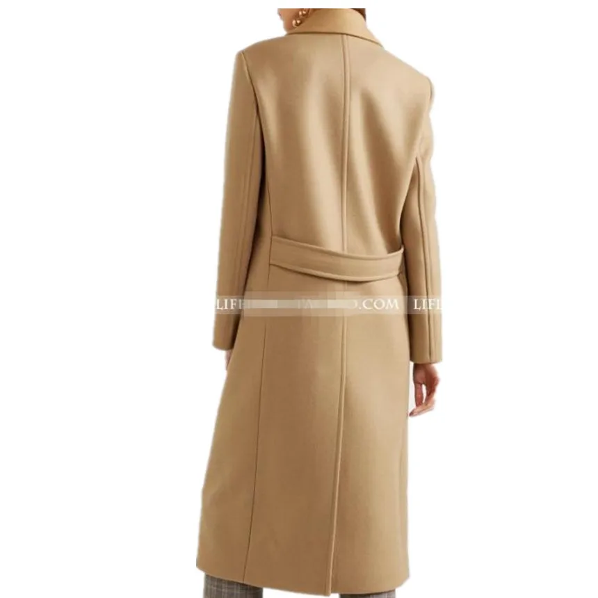 Осенне-зимняя обувь новая мода шерсть для женщин пальто темперамент отложной воротник двубортное тонкое шерстяное пальто