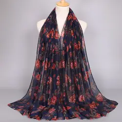 100% вискоза Printe цветочные платки популярны хиджаб конструкция оголовья bandelet зима обертывание мусульманин шарфы/шарф 6 цветов 10 шт./лот