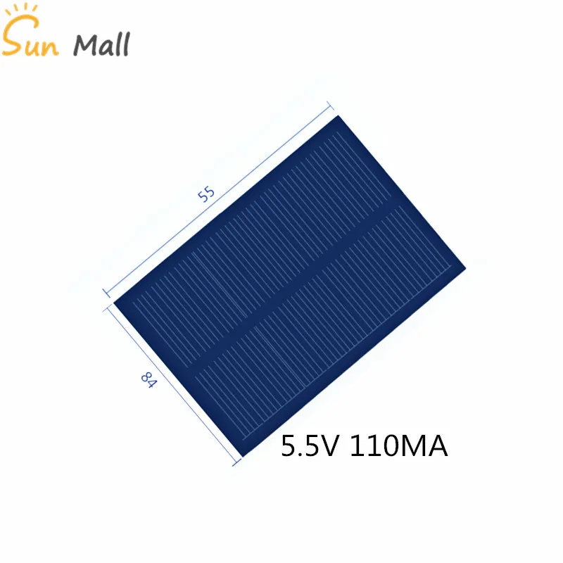 Поли панели солнечных батарей 5,5 V 100MA для DIY научно-технического производства фотогальванических панелей s 84*55 мм