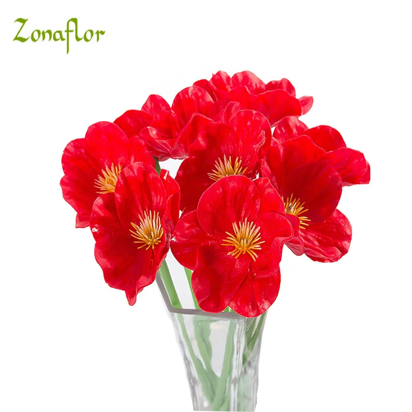 Zonaflor 20 шт./лот PU Искусственные цветы мини Poppy реальный сенсорный свадебный декоративный искусственный цветок украшения дома аксессуары
