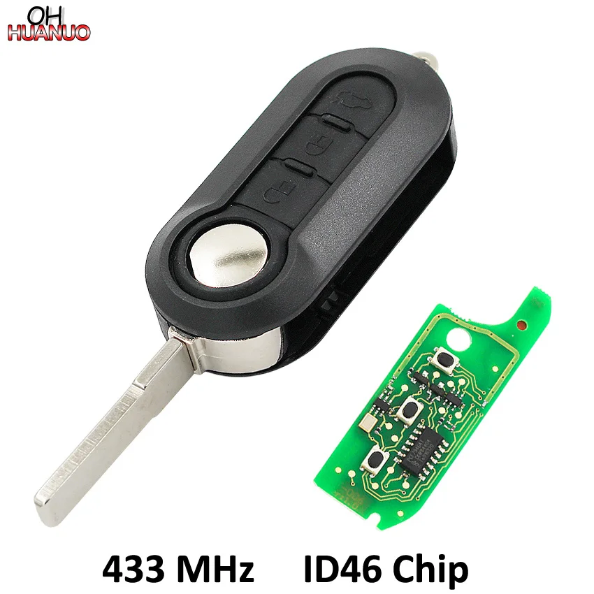 

3 Buttons Smart Remote Key Fob 433MHz With ID46 Chip for Fiat 500 Doblo Florino Punto Qubo