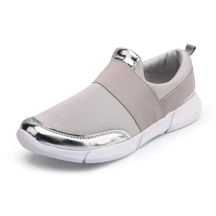 ZHENZU/Женская обувь для бега; спортивная обувь; женские кроссовки; женские дышащие кроссовки для бега; chaussure femme; Размеры 35-42 - Цвет: Серебристый