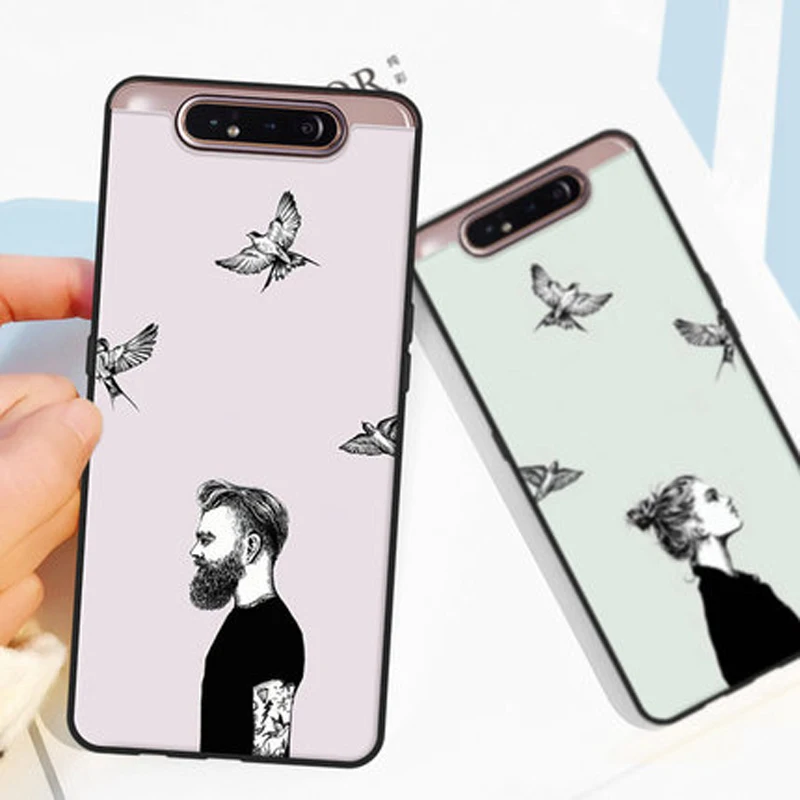 Чехол накладка для Samsung galaxy A80 мягкий силиконовый чехол с рисунком из мультфильма