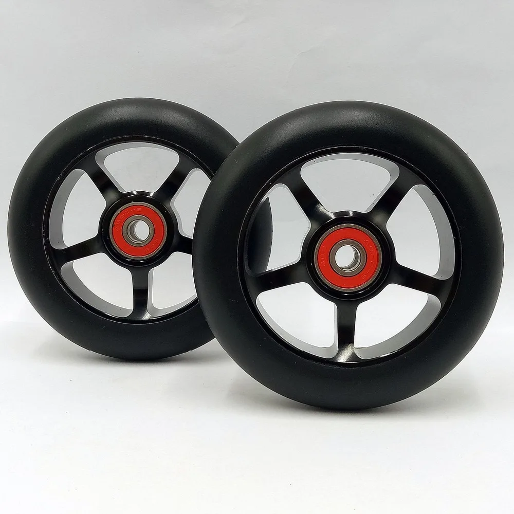 4PCS 100/110mm Stunt Scooter Wheels High Elastic PU Aluminium Alloy Steel Hub With 608 ABEC 9