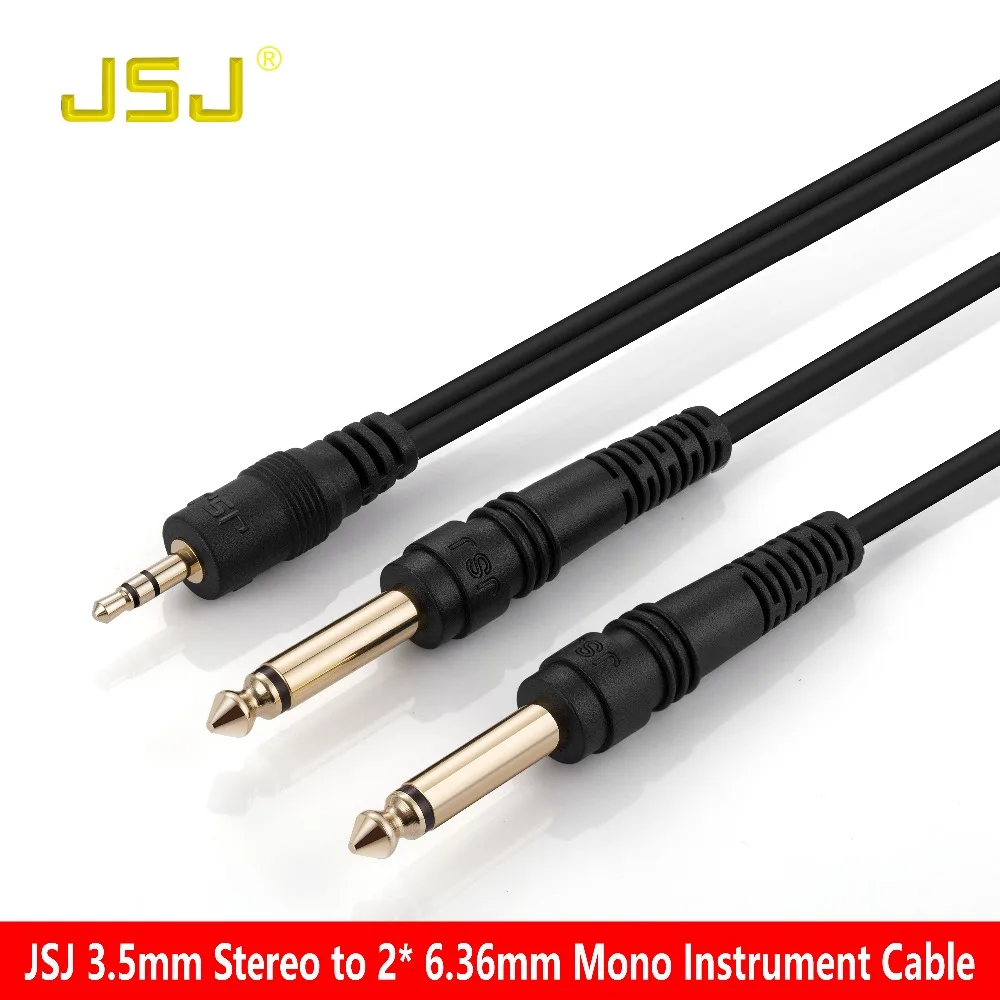 JSJ Pro audio Instrument Cable 3.5mm Stereo Male to 2*6.35 Mono Male
