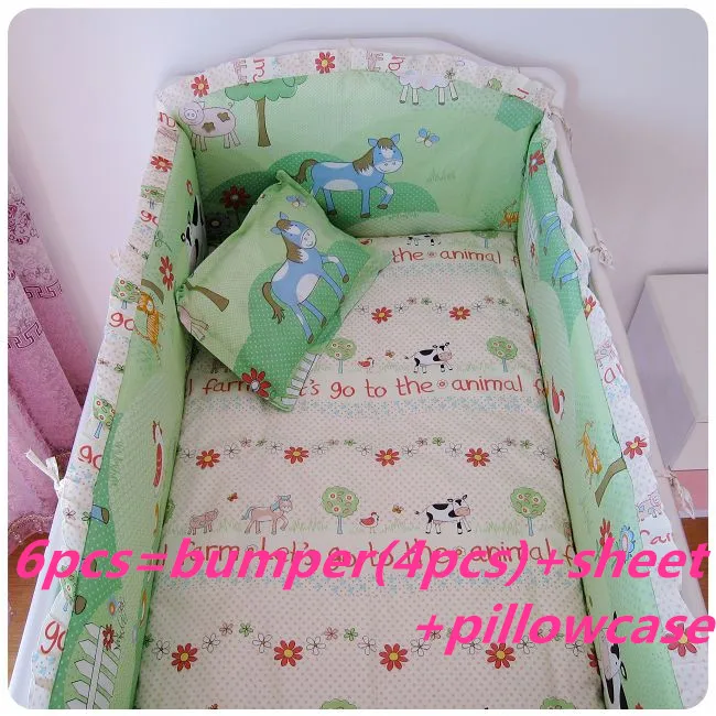 

Discount! 6pcs Baby Bedding Set Cartoon Crib Bedding Set for Girls ,include(bumper+sheet+pillowcase)