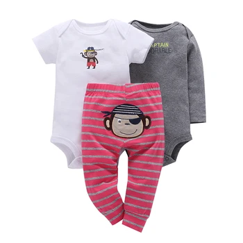 

New Hot Sale Fashion Worsted Unisex Short 2019 Newborn, Baby Clothes Boys And Girls Cotton Long Sleeved With 3 Sets Of Newborn