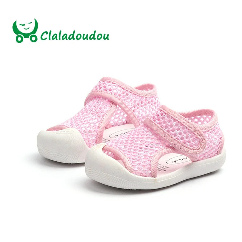 

Claladoudou 12-14CM 2019 Mesh Closed Toe Baby Beach Sandals Black Gray Pink Infant Girls Boys Soft Rubber Summer Shoes For Kids