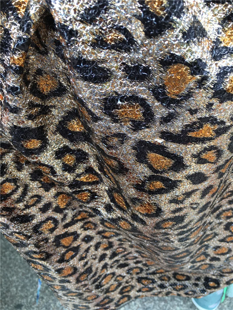 

Tiger design embroiderd lace fabric BZL-120215 with beautiful Nigerian sequins lace fabric for party dress