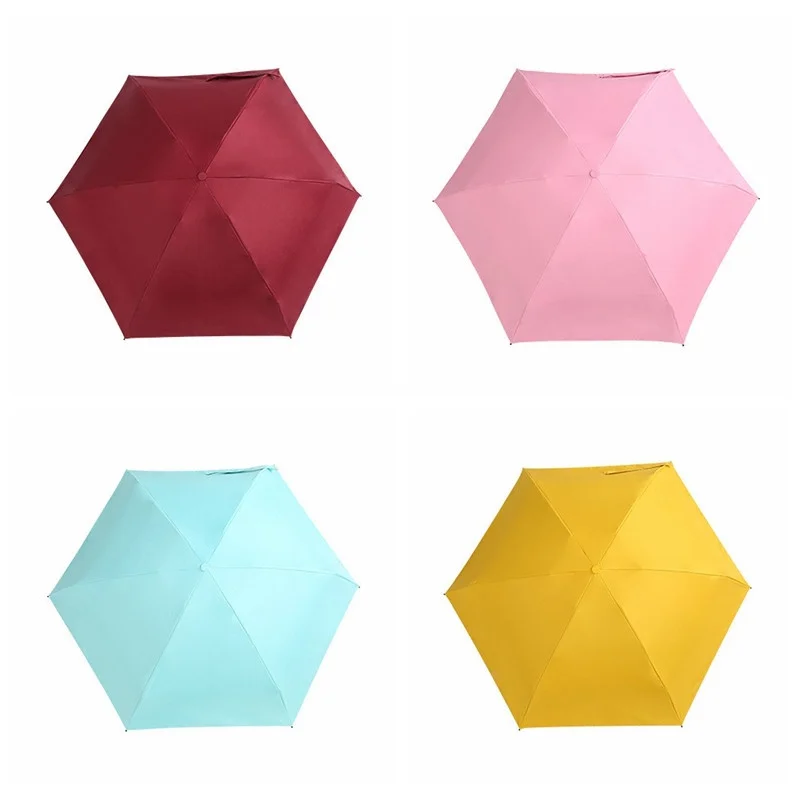Super Mini Capsule Umbrella Windproof 5 fold Manual Sunny Umbrella Women Clear Pocket Anti-UV Umbrella Rain for Child Adult