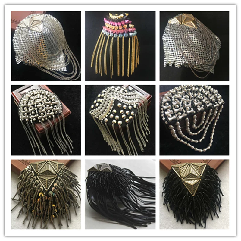 

Handmade C99 epaulette jewelery tassel big shoulder brooch epaulet /epaulettes badge fitting accessories/pin
