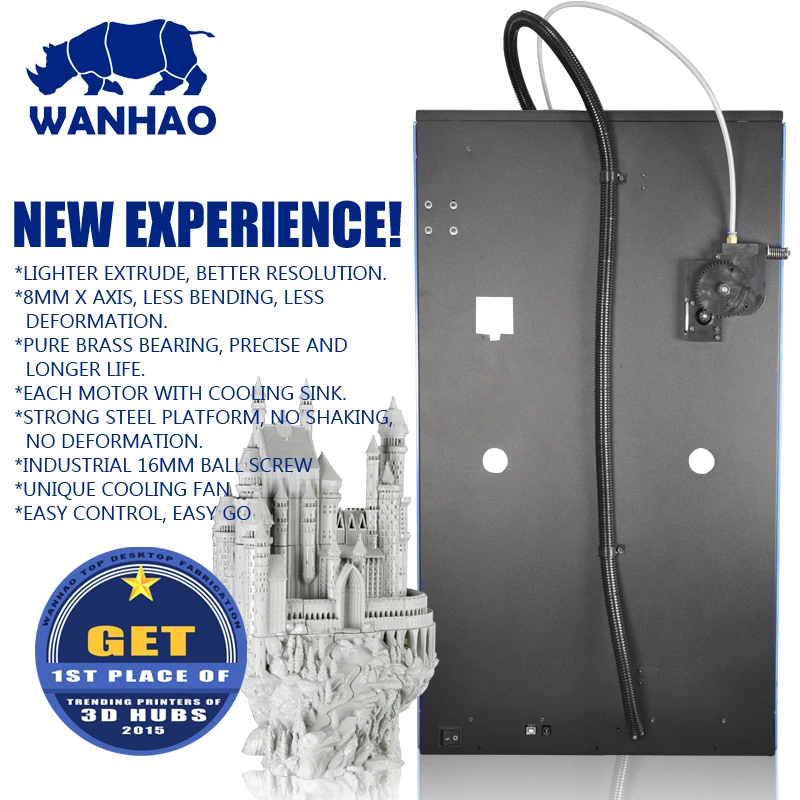  2018 Newsest wanhao D5S 3D Printer of Largest Printing Area 3D Printer Kit with Free ABS/PLA materi