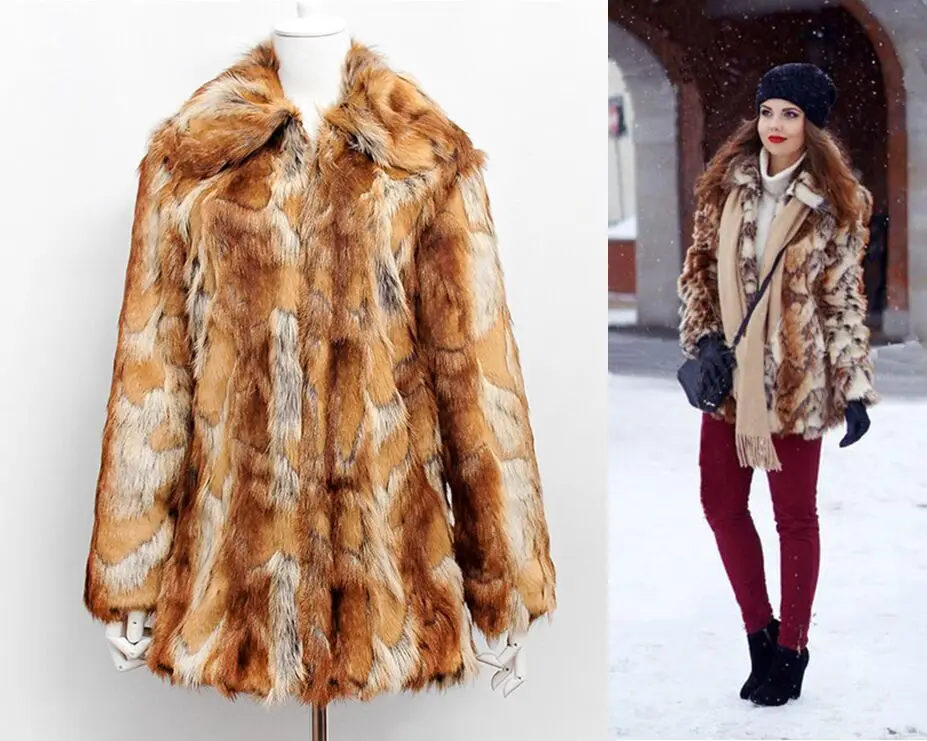 

2015 Autumn & Winter Thick Warm Long Fur Coat Tiger stripes leopard Women Faux Fur Coat Jacket Winter Fur Coat Female