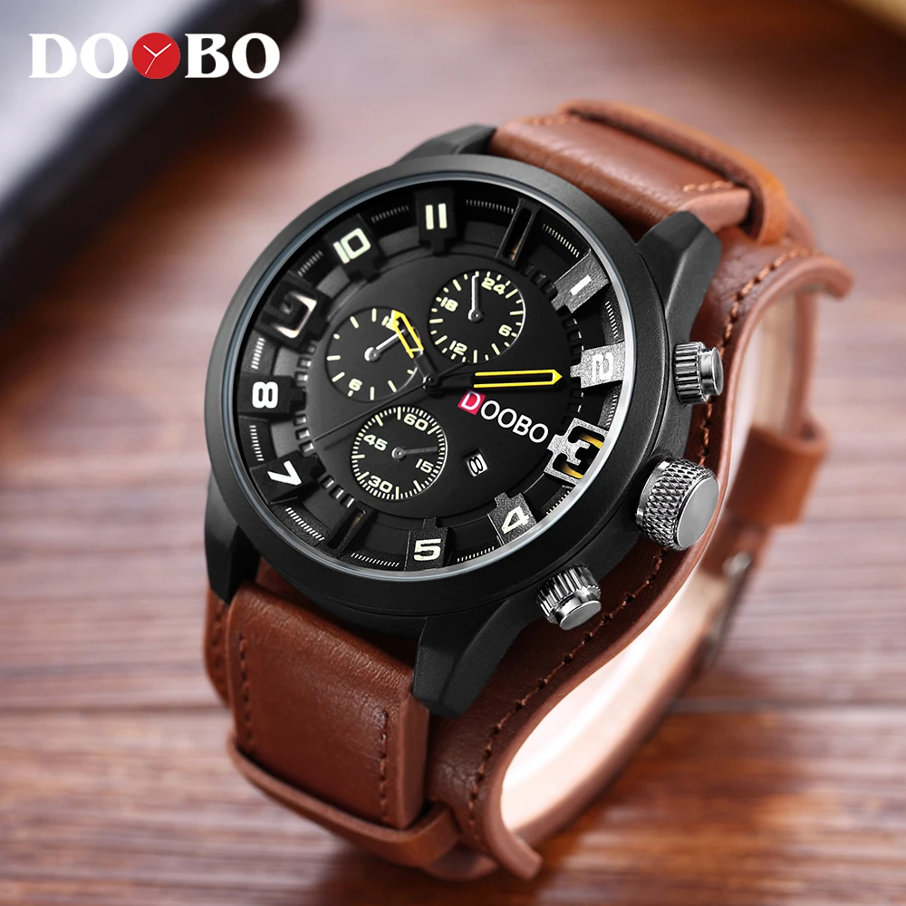 DOOBO для мужчин's повседневное Спорт Кварцевые часы для мужчин s часы лучший бренд класса люкс кварцевые часы кожа Военная Униформа часы