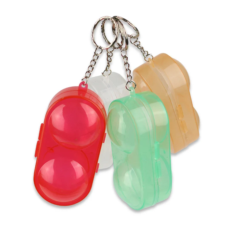 

One piece Hard Plastic Case Storage Box With Key Chain Portable For Table Tennis Pingpong Balls Random Color