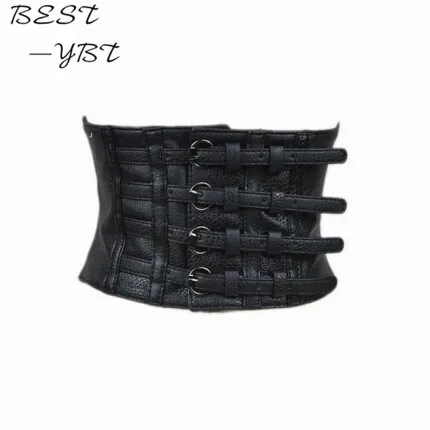 

New fashion women faux leather belt pin up retro elastic wide waist belt for women black faux leather belt corset top