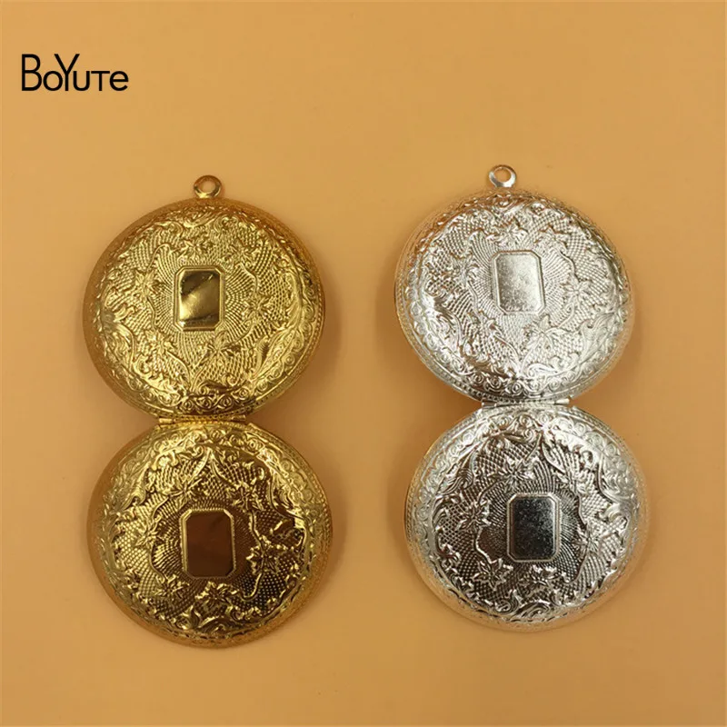 BoYuTe 2Pcs Round 5013MM Big Metal Copper Floating Photo Locket Pendant Charms Diy (3)