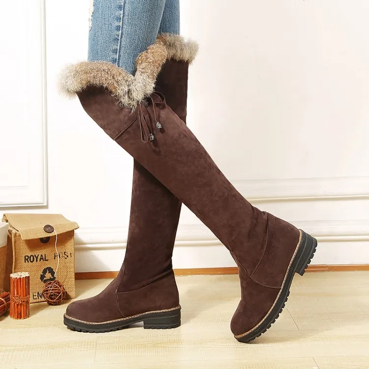QPLYXCO/распродажа; Новая мода; большие размеры 34-44; российские женские зимние теплые высокие сапоги; милые женские высокие сапоги; обувь с круглым носком; 1770
