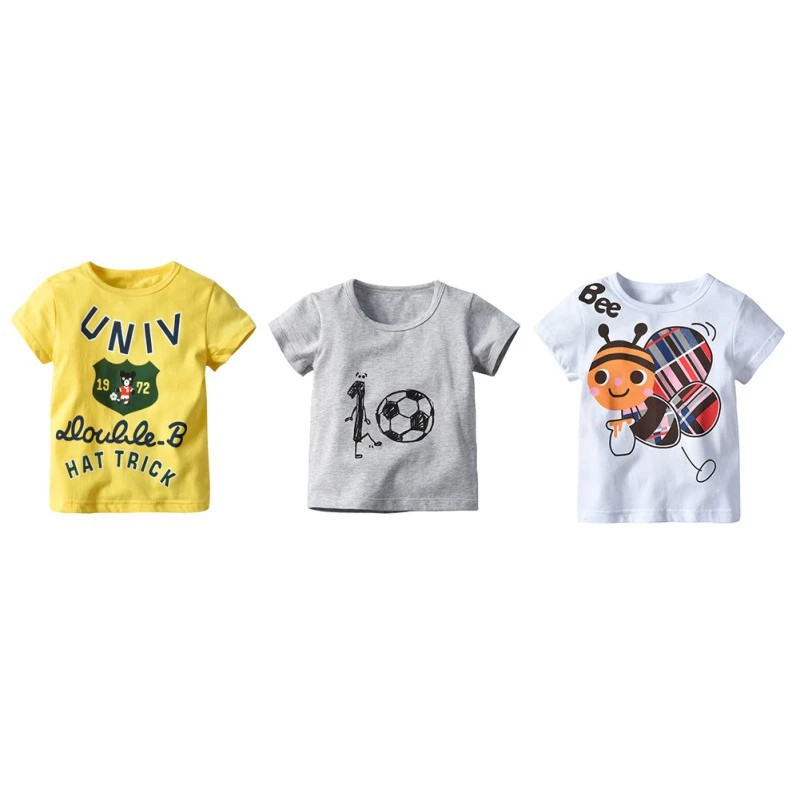 От 1 до 6 лет Babys мультфильм печатных мультфильм рубашка короткий рукав Мягкая Повседневная одежда Детские модные футболки для 3 шт