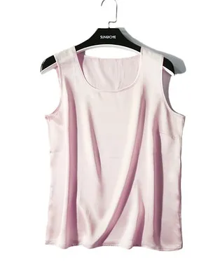 

In 2019, New large-size silk satin silk vest, sleeveless bottom shirt, 100% silk casual vest, fashion sweater