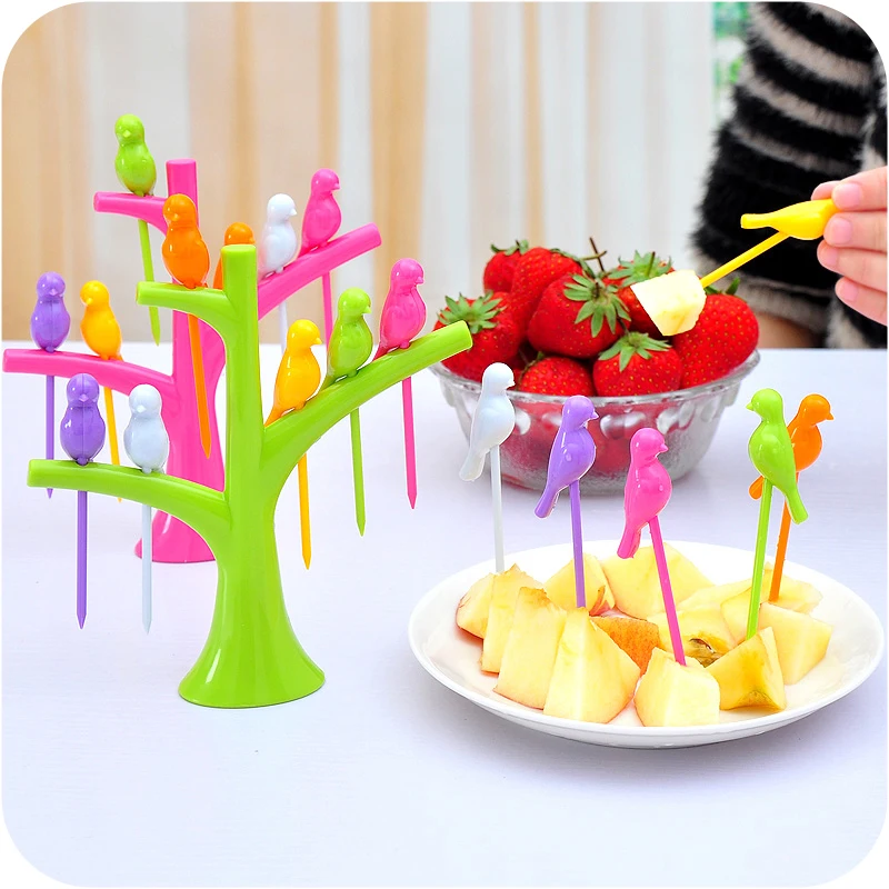 Buy Children Plastic Fruit Fork 6pcs Bird Style Forks
