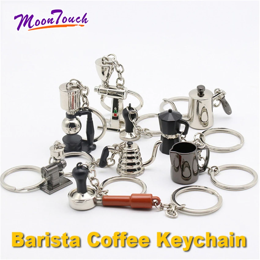 

Couple Espresso Coffee Keychain Accessories Mini Coffee Tamper Beautiful Coffee Keyring Cafe Gift for Coffee Lovers Keychain