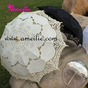 

20 Pcs/Lot Free Shipping 3 Colors Assorted 100% Handicraft Cotton Lace Parasol Wedding Umbrella