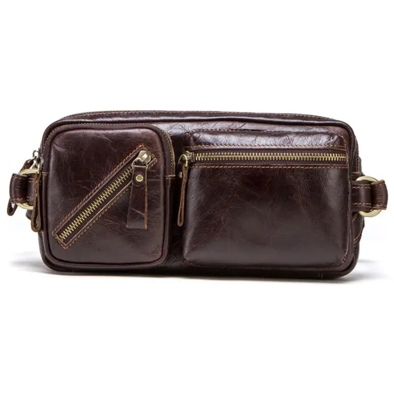 

1Pc Durable Men Fanny Waist Pack Belt Hip Bum Genuine Leather Running Bag Phone Pouch Waist Bag Hot