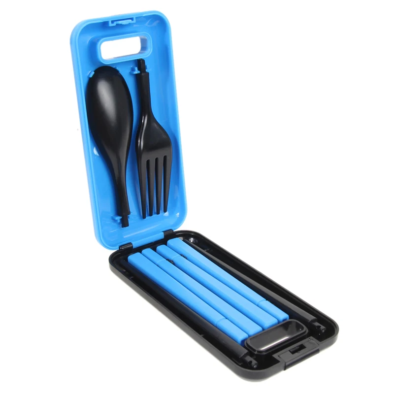 

Eco-friendly ABS material 3 in 1 Picnic Protable Tableware Chopsticks Spoon Fork Storage Box Outdoor Camping Travel kit