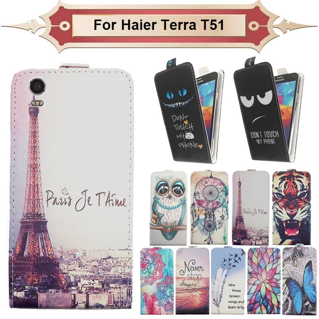 Best Offers Top Selling 11 Colors Cartoon Pattern Up and Down Flip PU Leather Case For Haier Terra T51