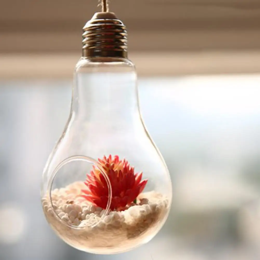 Adeeing подвесной стеклянный цветочный горшок с имитацией Ducculent домашний декор - Цвет: light bulb