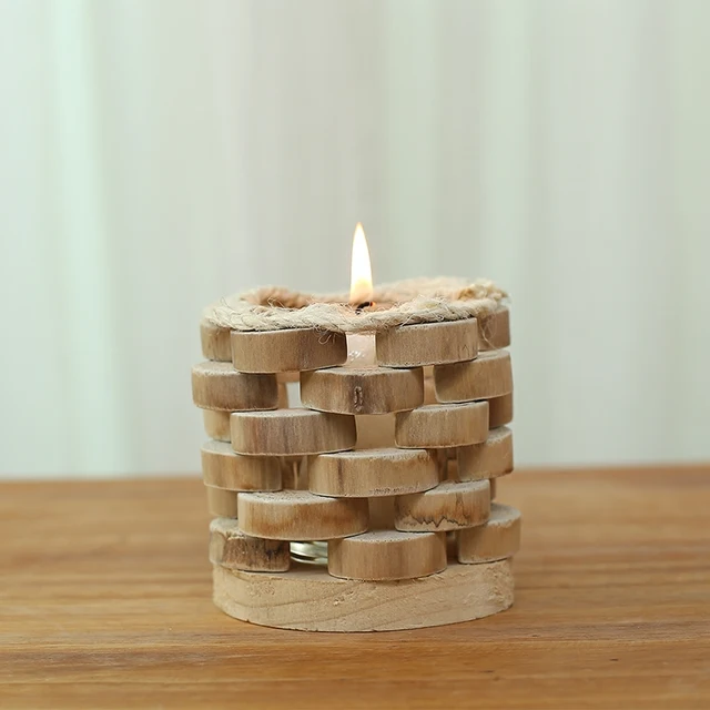 Modern Style Round Wooden Candle Holder With Gl Cup Handmade Wood Modern Style Round Wooden Candle Holder With Gl Cup Handmade Wood Craft Stand Home