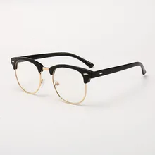 Новая половина дужки Металл Ретро плоское зеркало мужские очки Компьютер Анти-синий луч очки прозрачные оптические рамки радиационная защита
