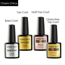 

CHARM CHICA Transparent Color Base Coat No Wipe Top Coat Matt Top UV Gel Nail Polish Professional Nail Gel Lacquer Varnish