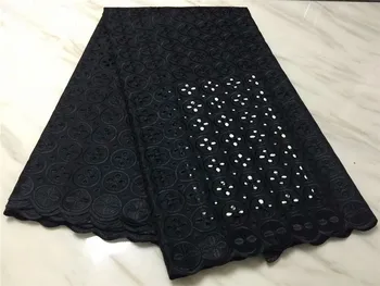 

High Quality Cotton Lace Fabric 2018 Latest Design Swiss Voile With Stone Swiss Voile Lace In Switzerland For Party Dress black