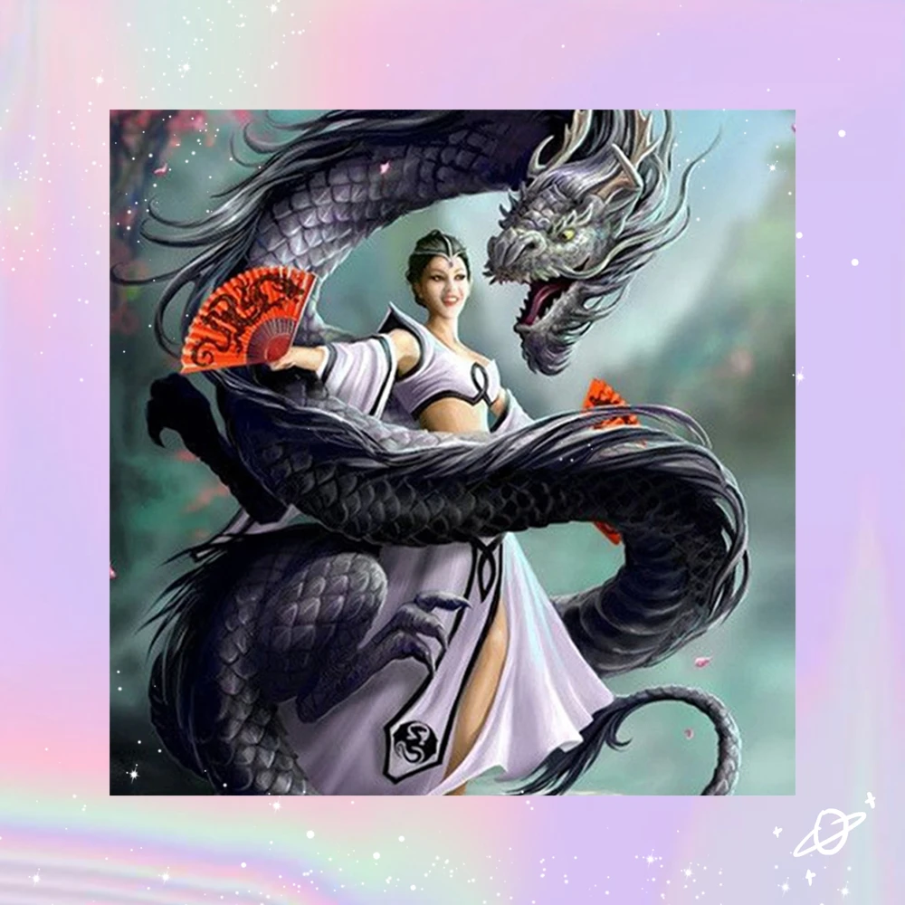 5D Diamond Painting Dragon and girl Room Decor Needlework Crafts Gift DIY Diamond Mosaic Embroidery Full Crystal Painting_1