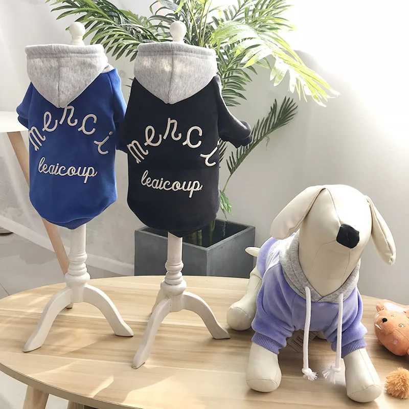 HSWLL Pet/осенне-зимняя одежда для собак, одежда для родителей и детей, Двусторонняя одежда с капюшоном, утепленная бархатная одежда для щенков, французский B