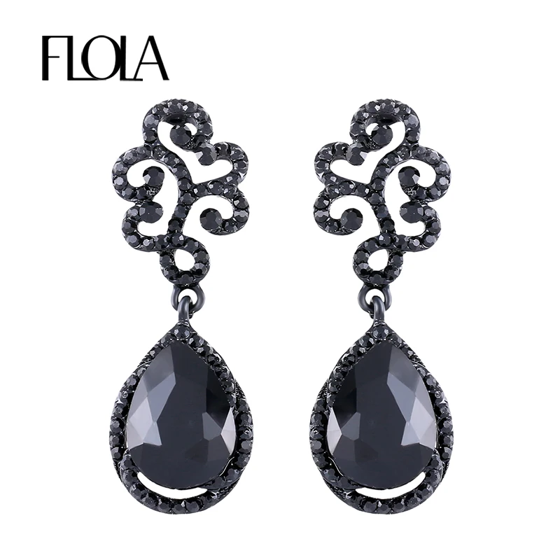 

FLOLA Fashion Rhinestone Tree Branch Earrings Vintage Water Drop Crystal Earrings Women Ethnic Statement Bridal ewelry ersj07