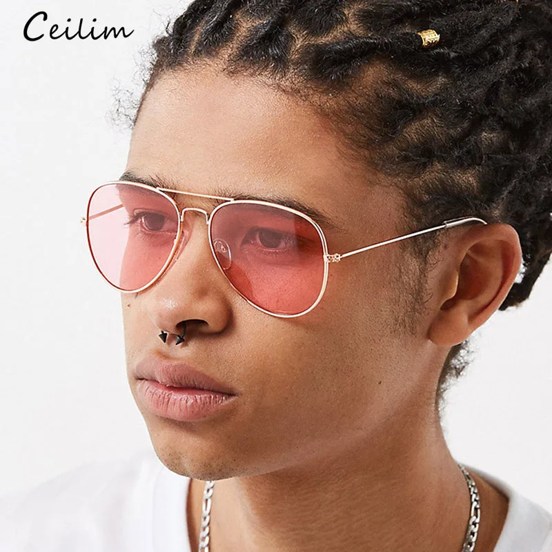 

Transparent Sunglasses Women Candy Color Clear Lens Sun Glasses Ladies Pink Blue Pilots Eyeglasses Brand Designer Shades Oculos