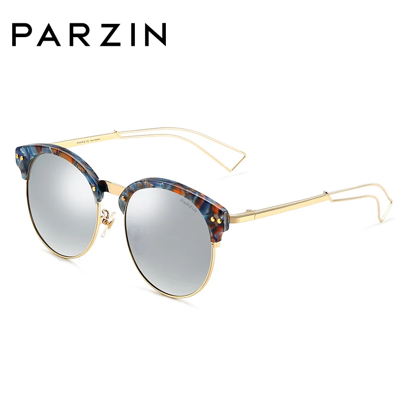 Blau rosa Floral Für Polarisierte Marke Retro schwarzes Hohl Bunte Bein Runde Hochwertige Glasses9660 Rahmen silber Sommer Parzin Sonnenbrille Fahrer Gläser aSqnU